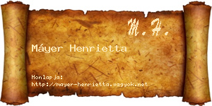 Máyer Henrietta névjegykártya
